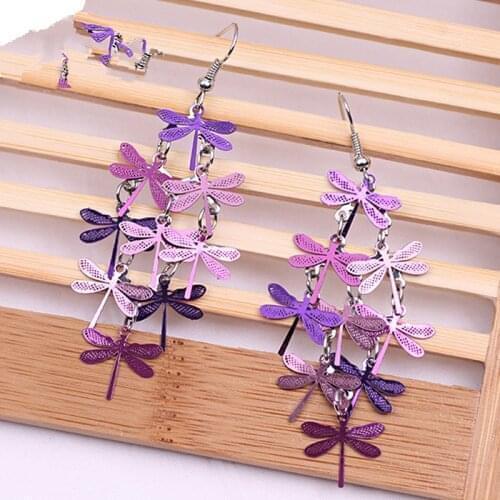 Boho Style Party Earrings Cute Colorful Dragonfly Bohemian Jewelry Dangle Long Hanging Earring Women Female Girls Brincos Gifts