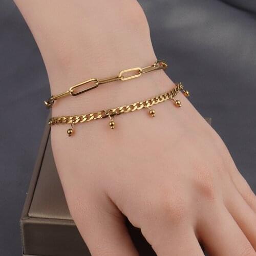 Punk Stainless Steel Bracelet For Women coin Pendant Thick Chain Bracelet Charm bracelets Party Jewelry Gift friends