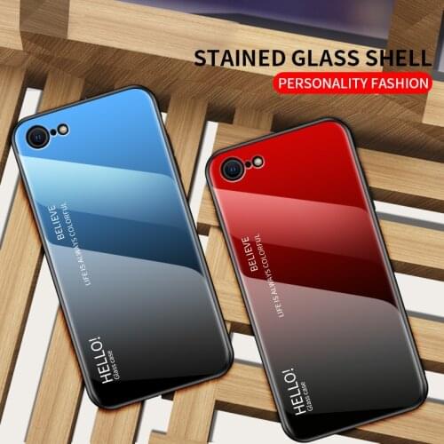 Phone Case for iPhone SE 2020 Case Cover Luxury Gradient Tempered Glass Soft TPU Silicone Bumper Case on for iPhone SE 2 2020