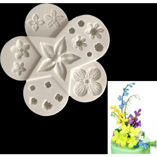 Flower Plant Combination Silicone Mold DIY Clay Epoxy Cake Dessert 15-550