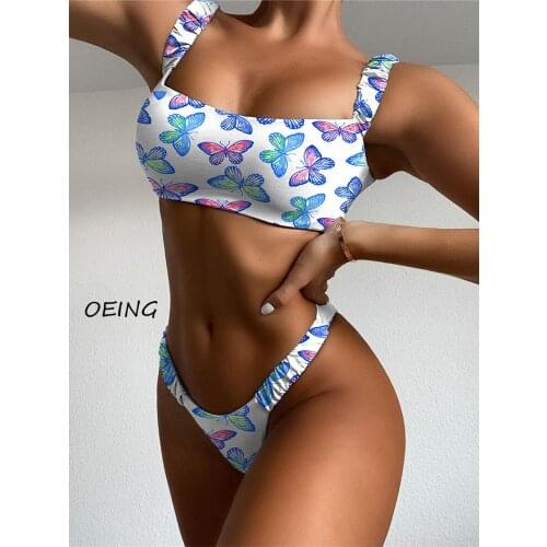 Butterfly Print Bikini 2 Piece Set Women Bikini Set Sexy Fashion Swimsuit 2021 Bathing Suit Women