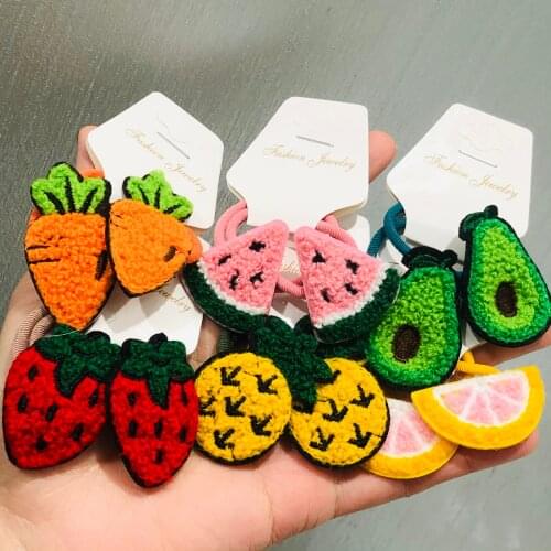 2PCS Cute Fruit Avocado Watermelon Princess Headwear Kids Elastic Hair Bands Children Ropes Girls Accessories Baby Headdress