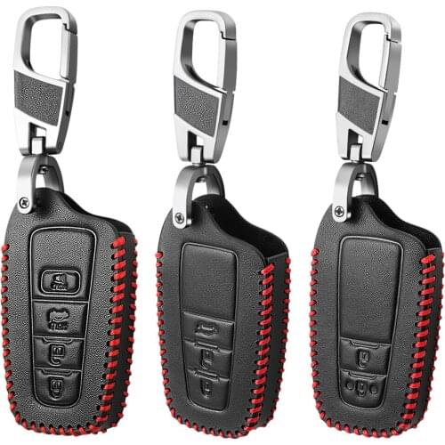 Leather Car Key Case Cover For Toyota C-HR CHR Rav4 Corolla Camry Avalon Land Cruiser Prado Prius 2018 2019 2020 Remote Cover