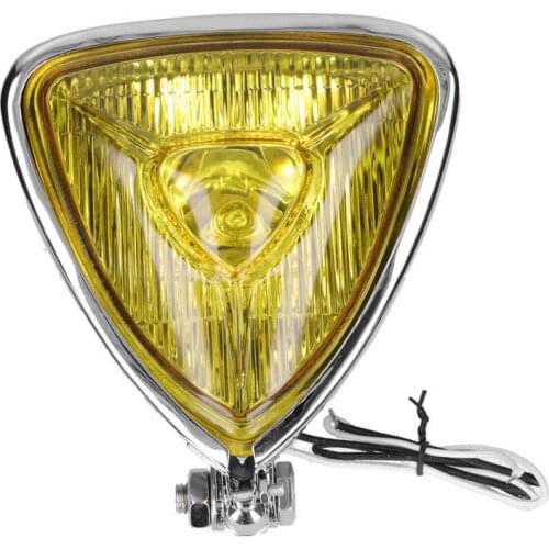 Lamps Car Styling Retro Motorcycle Headlight Triangular Front Lamp Yellow Lens 12V 55W M10 Thread for Vintage Model ATV car