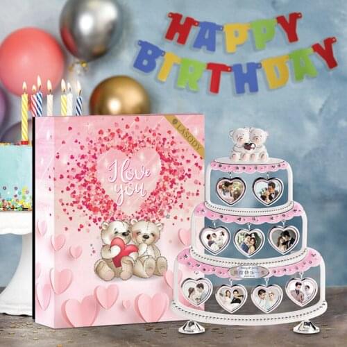 Creativity picture frame birthday Cake model hang 9 pcs heart-shape photo frame Birthday Party Decoration gift