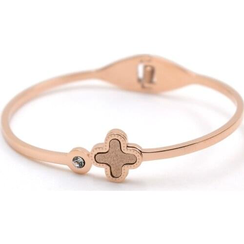 Hot Sale Frosted Flower Crystal Charm Bracelets & Bangles 316L Stainless Steel Bracelet For Men Women Bangle Jewelry