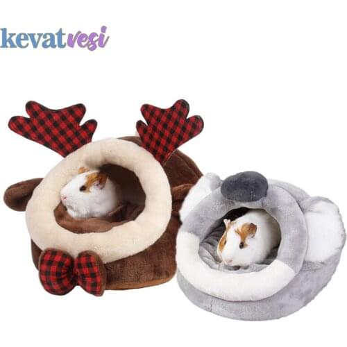 Cute Pet Hamster Cage Cartoon Pet Hamster House Small Animal Nest Winter Warm Guinea Pig Bed Hedgehog Chinchilla Mat Supplies