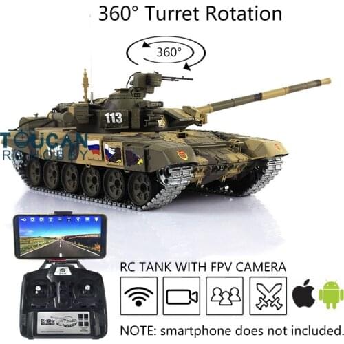 Heng Long 1/16 7.0 Upgraded Metal Russia T90 RTR Radio Control Tank 3938 FPV 360° Turret TH17852-SMT4