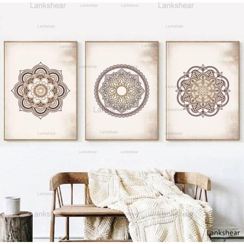 Wall Art Prints Brown Bedroom Wall Decor Mandala Brown Canvas Painting Wall Pictures Living Room Home Decor No Frame Artwork