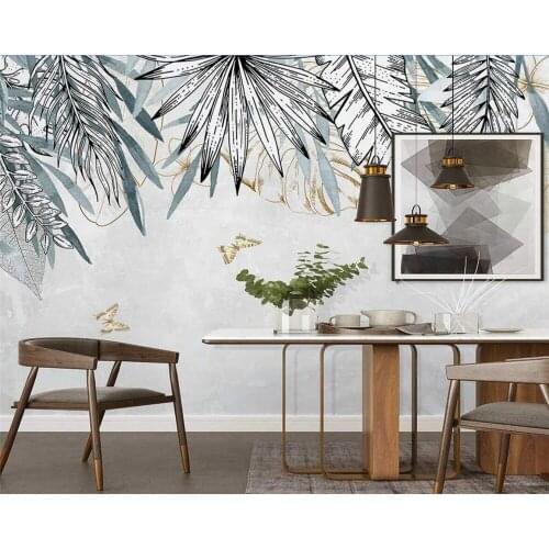 Papier peint Customize new 3d wallpaper abstract tropical plants butterfly plants indoor background wall wall papers home decor