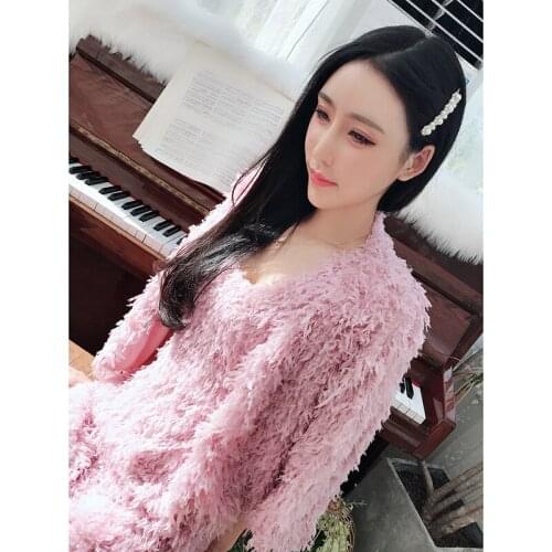 Sweet New 8153 small bean paste powder wind feathers tassel vest high waist small coat can customized big size