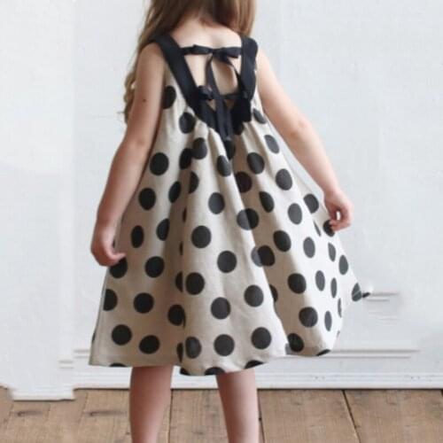 Summer Kid Baby Girl Fashion Princess Dot Striped Backless Sling Dress Children Girls Sleeveless Clothing V-Neck Casual Dresses