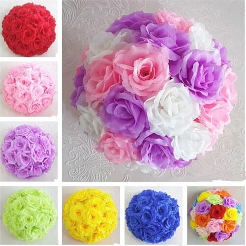 Hanging Decorative Flower Ball Centerpieces Silk Rose Wedding Kissing Balls Pomanders Mint Wedding Decoration Ball
