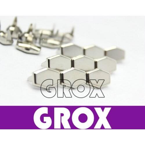 14mm x 10mm Silver Hexagon Studs Punk Rock Rivets Nailheads Spike Free Shipping Wholesale High Quality