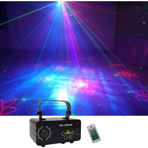 Sharelife 128 RGRB Gobos Mixed RGB LED Dynamic Watermark Effect Laser Projector Light DJ Party Home Show Wedding Stage Lighting