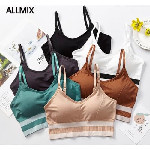 ALLMIX Seamless Sports Bra Women Push Up Sport Tops for fitness U Back Padded Sports Bras Vest,Shockproof Running Lingerie Bras