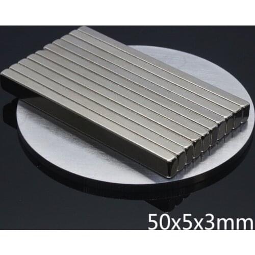 20pcs Bulk N35 Super Strong Neodymium Rectangle Block Magnets 50mm x 5mm x 3mm Rare Earth NdFeB Rectangular Cuboid Magnet 50*5*3