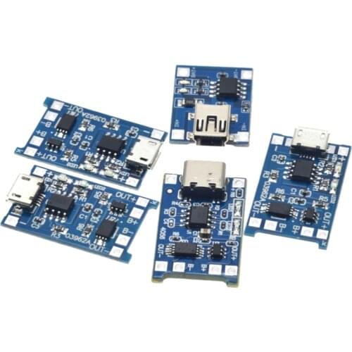 Type-c/Micro USB 5V 1A 18650 TP4056 Lithium Battery Charger Module Charging Board With Protection Dual Functions 1A Li-ion
