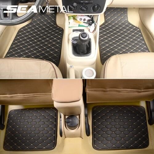 PU Leather Car Floor Mats Universal Interior Auto Foot Mat Automobiles Protector Floor Carpets Cars Rug Waterproof Accessories