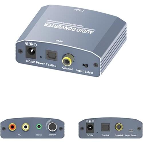 VAORLO Digital To Analog Converter Optical Coaxial Toslink Connect RCA 3.5mm Jack Stereo Output DAC Adapter