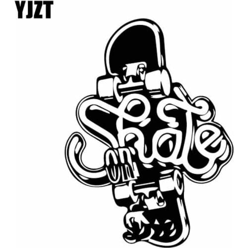 YJZT 13CM*17.8CM Nice Characteristic Skate Cool Originality Vinly Decal Delicate Car Sticker Interesting Black/Silver C27-0699
