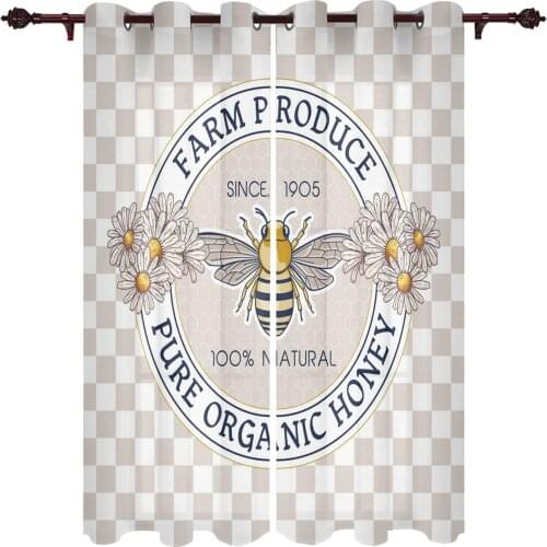 Living Room Curtains Bee Flower Grey Lattice Modern Home Decor Bathroom Kitchen Bedroom Balcony Floor Valance Curtains