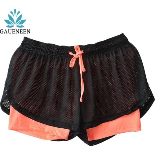 GAUENEEN Yoga Shorts Women Elastic Waist 2 In 1 Running Workout Fitness Short Leggings Cycling Gym Sport Shorts