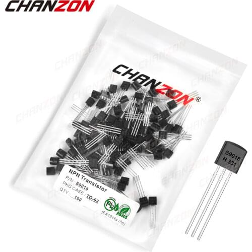100Pcs S9018 TO-92 NPN Transistor Bipolar Junction BJT Triode Tube Fets 50mA 18V S 9018 Integrated Circuits