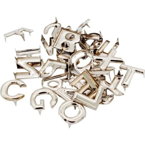 26Pcs/set A to Z English Letters Metal Rivets Claw Studs for Clothing Silver