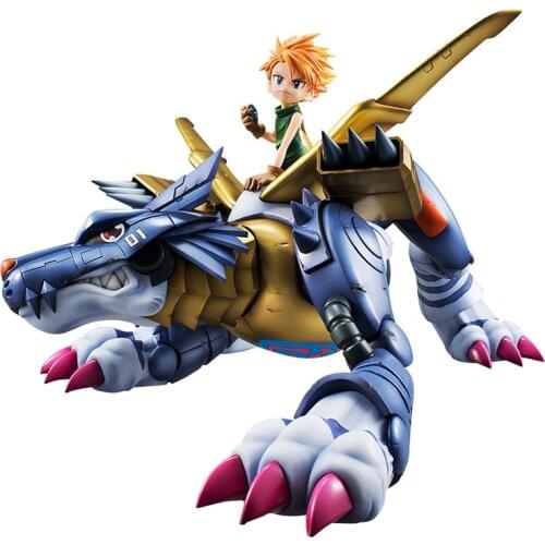 30cm BANDAI Digimon Adventure MegaHouse Metal Garurumon Ishida Yamato PVC Collection Model Toys For Kids Gift