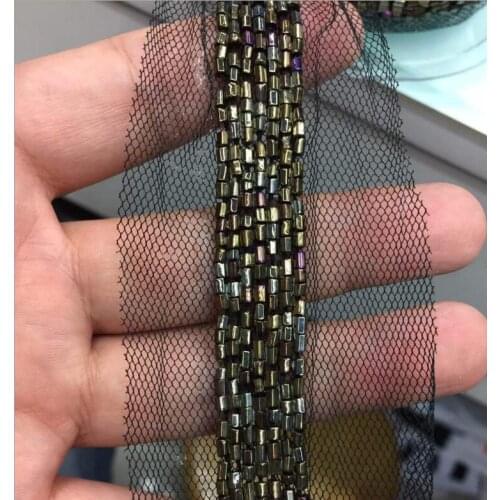 Free Shipping 10Yards 5.5cm Width Beading Trims Beaded Ribbon For Sewing Curtain Accessories Mesh Lace Decoration