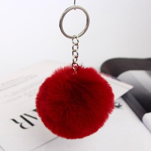 50 PCS Rex rabbit 8 cm fur ball keychain plush bag pendant key chain ring gifts