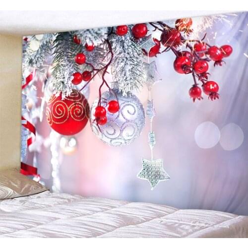 Decorative hanging ball Christmas Tapestry Bedroom Living Room Wall Hanging Tapestry Home Decor Xmas Mat for Christmas New Year