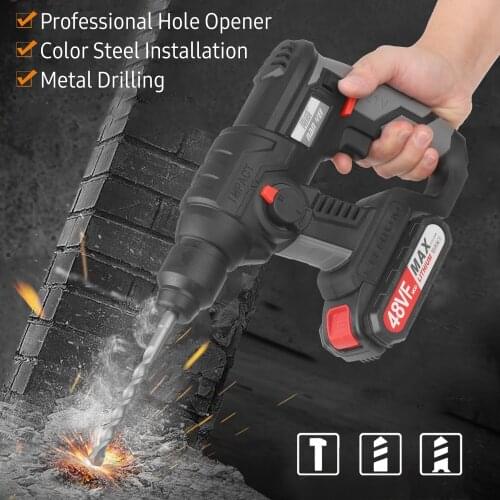 21V Rotary Hammer Drill 780 RPM Cordless Drill Demolition Kit with 2.0Ah Lithium Battery LED Light Carry Box for Concrete