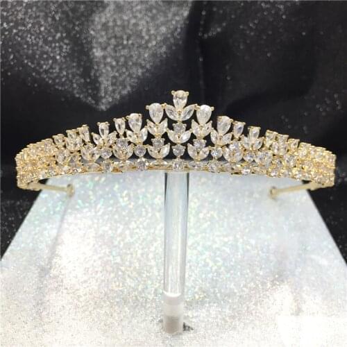 EYER New Arrival Sparkly Cubic Zircon Wedding Tiaras And Crown Women Bridal Hair Accessories Evening Headdress Pageant Tiara