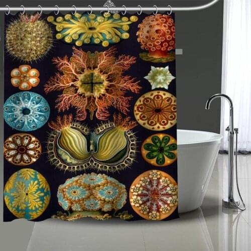 Hot Sale Custom Haeckel Acephala Shower Curtains DIY Bathroom Curtain Fabric Washable Polyester for Bathtub Art Decor