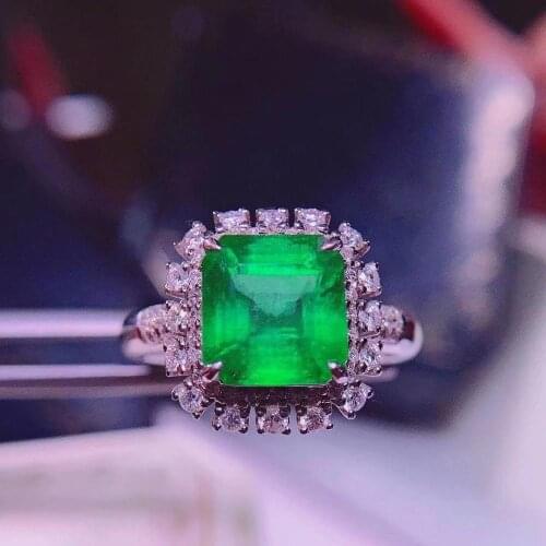 H1209 Emerald Ring 2.91ct Pure 18 K Gold Jewelry Nature Green Emerald Diamond Female Rings for women Fine Ring