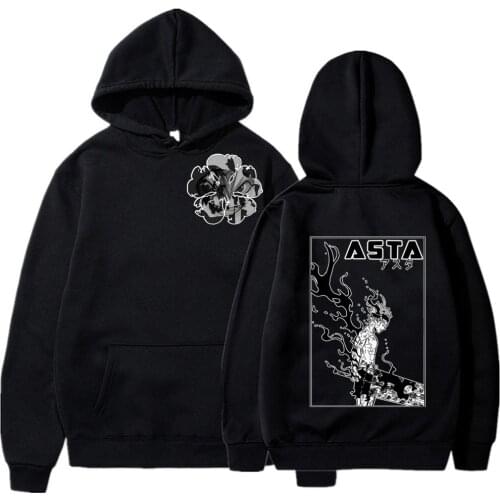Hot Anime Black Clover Hoodies Pullover Funny Asta Printing Hooded Streetswear Sweatshir Men Women Unisex Tops