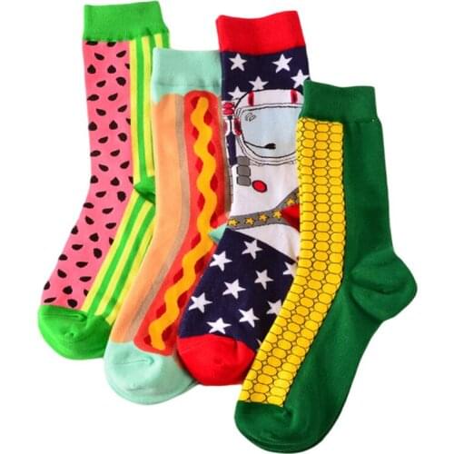 Art Corn Watermelon Funny Socks Women Harajuku Hot Dog Diamond Colorful Happy Design Meias Divertidos Jacquard Korean Sokken