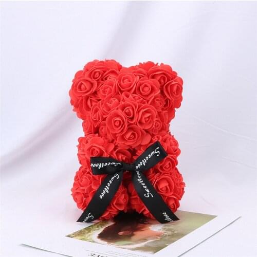 Red Rose Bear Panda Flower With Box Artificial Decoration Christmas Gifts Hot Nice For Girlfriend Women Wife Mothers Day Gifts