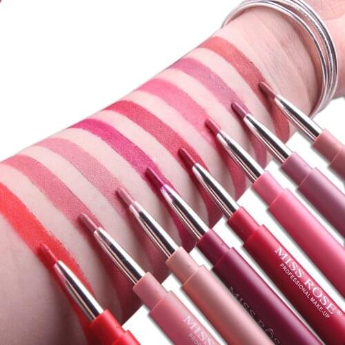 MISS ROSE New 8 Colors Lipstick Moisturizing Waterproof Nude Matte Batom Double Ended Velvet Lip Stick Pencils Makeup Kit