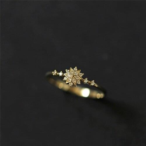 Fashion bagues Size 5-11 Dainty Woman Ring Gold /Silver Snowflake Rings for Women Female Party Delicate Rings Wedding Jewelry
