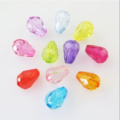 Fashion 200Pcs Mixed Plastic Acrylic Clear Teardrop Spacer Beads Charms 6x8.5mm