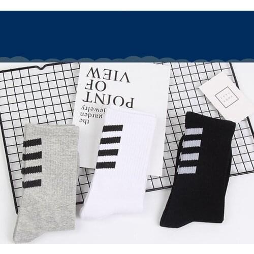 New Mens Tube Socks Stripe Fashion Pure Cotton European And American Fashion Breathable Socks Horizontal Bar Personalized Socks