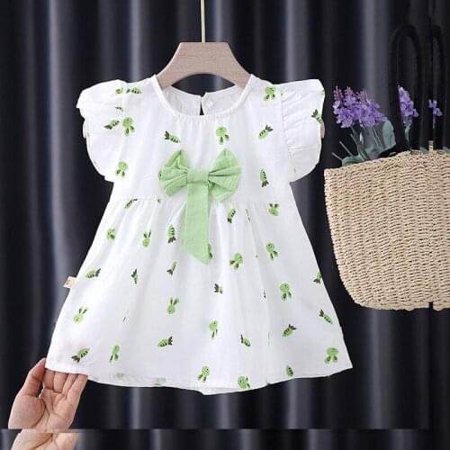 Baby Girls Clothes 2021Summer Dress Petal Sleeve Newborn Infant Dresses Cotton Breathable Floral Summer Dress For Children