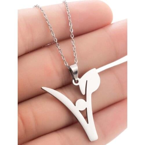 Hfarich Stainless Steel Vegetarian Symbol Pendant Necklace Amulet Talisman Charm Veganism Sign Choker Chain Necklace For Women