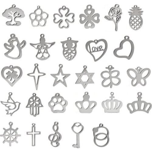 10 pcs 304 Stainless Steel Handmade Charms Flower Leaves Charm Pendants for DIY Crafting Jewelry Making
