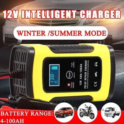 12V 6A EU/US Plug Full Automatic Car Battery Charger Power Pulse Wet Dry Lead Acid Battery Chargers Digital Display
