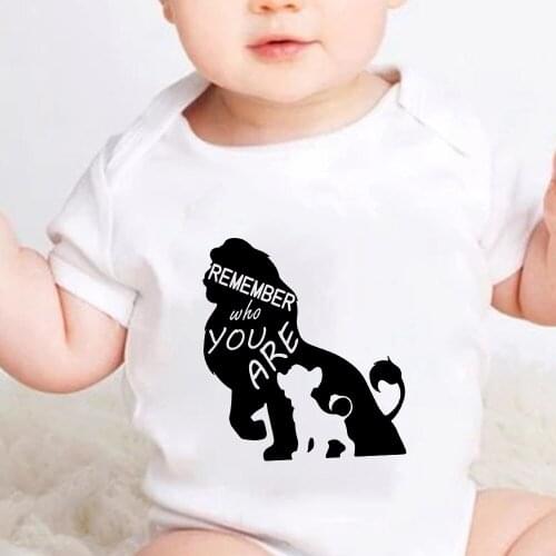 REMEMBER WHO YOU ARE Disney Lion King Simba Newborn Romper Casual Funny Baby Girl Boy Top Infant Bodysuits