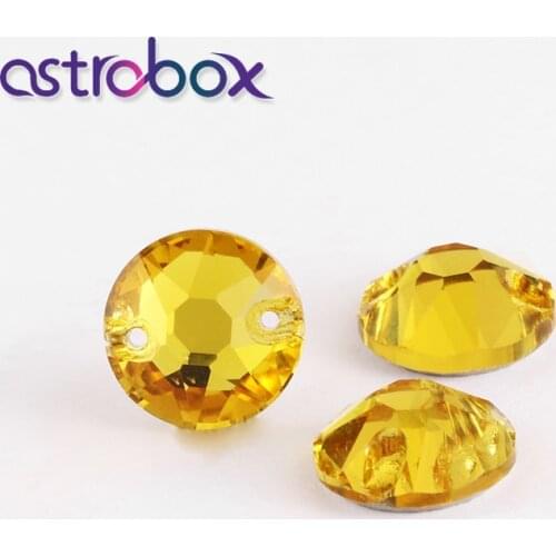 Light Topaz Button Stone Sew on Rhinestone Arts and Crafts Dress Decorative applique Rhinestones Glass Crystal for needlework A